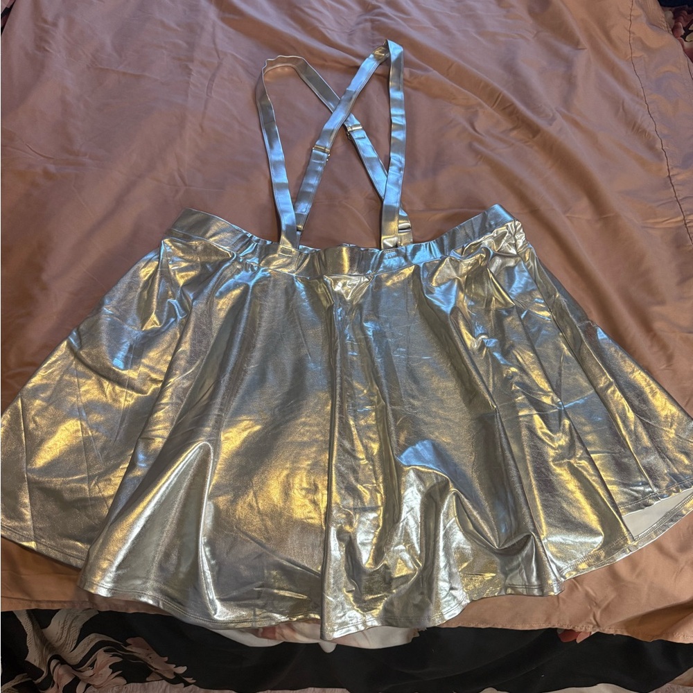 Glamorous Silver Skater Skirt with Straps